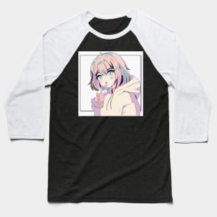 Cute anime style boba girl Baseball T-Shirt